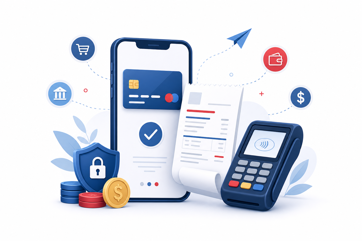 Electronic receipt and online payment illustration